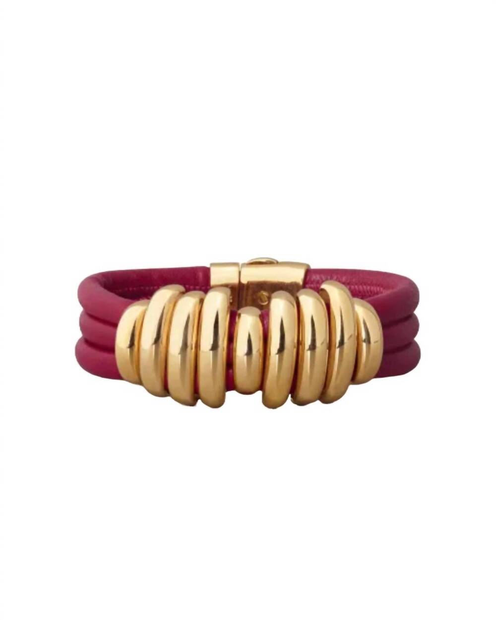 NEW BOTTEGA VENETA women's nine ring bracelet in gold/red